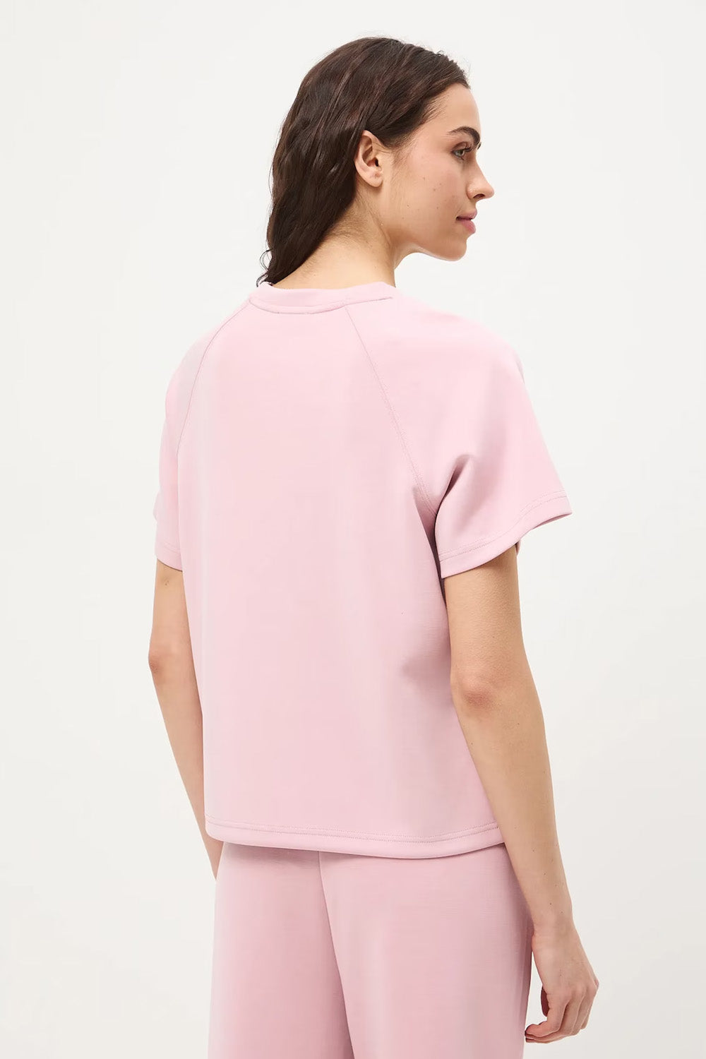 Γυναικείο ροζ sweatshirt t-shirt σε relaxed γραμμή με κοντά μανίκια