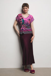 Γυναικείο T-Shirt από Βαμβάκι με Ελαστάν και Tropical Print
