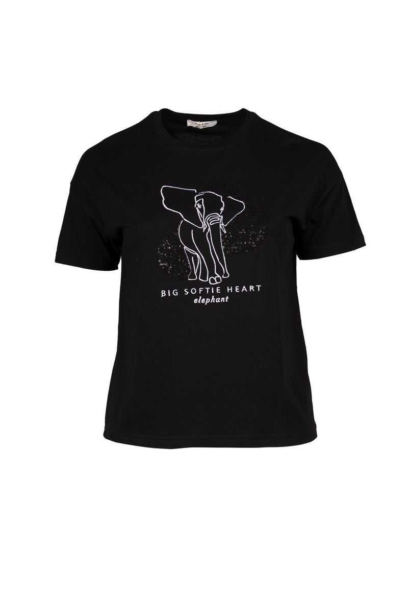 μαύρο t-shirt με τύπωμα ελέφαντα και glitter background