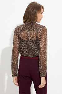 Ημιδιάφανο animal print πουκάμισο με δέσιμο στον λαιμό και μεταλλική λάμψη από την Ellisargi Boutique