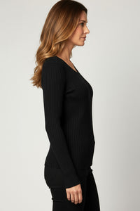 Μαύρη ριπ μπλούζα με διακριτική λάμψη και στρογγυλή λαιμόκοψη από την Ellisargi Boutique