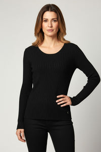 Μαύρη ριπ μπλούζα με διακριτική λάμψη και στρογγυλή λαιμόκοψη από την Ellisargi Boutique