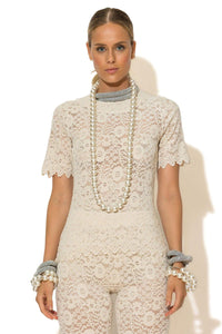 Διάφανη μπλούζα δαντέλα C-THROU με φερμουάρ πίσω – Ellisargi Boutique