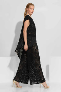 μαύρη μπλούζα δαντέλα ένας ώμος με μακριά κρόσσια στο τελείωμα