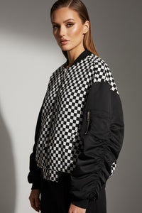 Bomber jacket καρό ασπρόμαυρο