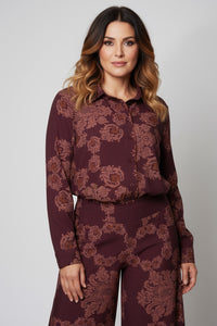 Μπορντό σετ με πουκάμισο και παντελόνα με ανάγλυφο σχέδιο – Ellisargi Boutique