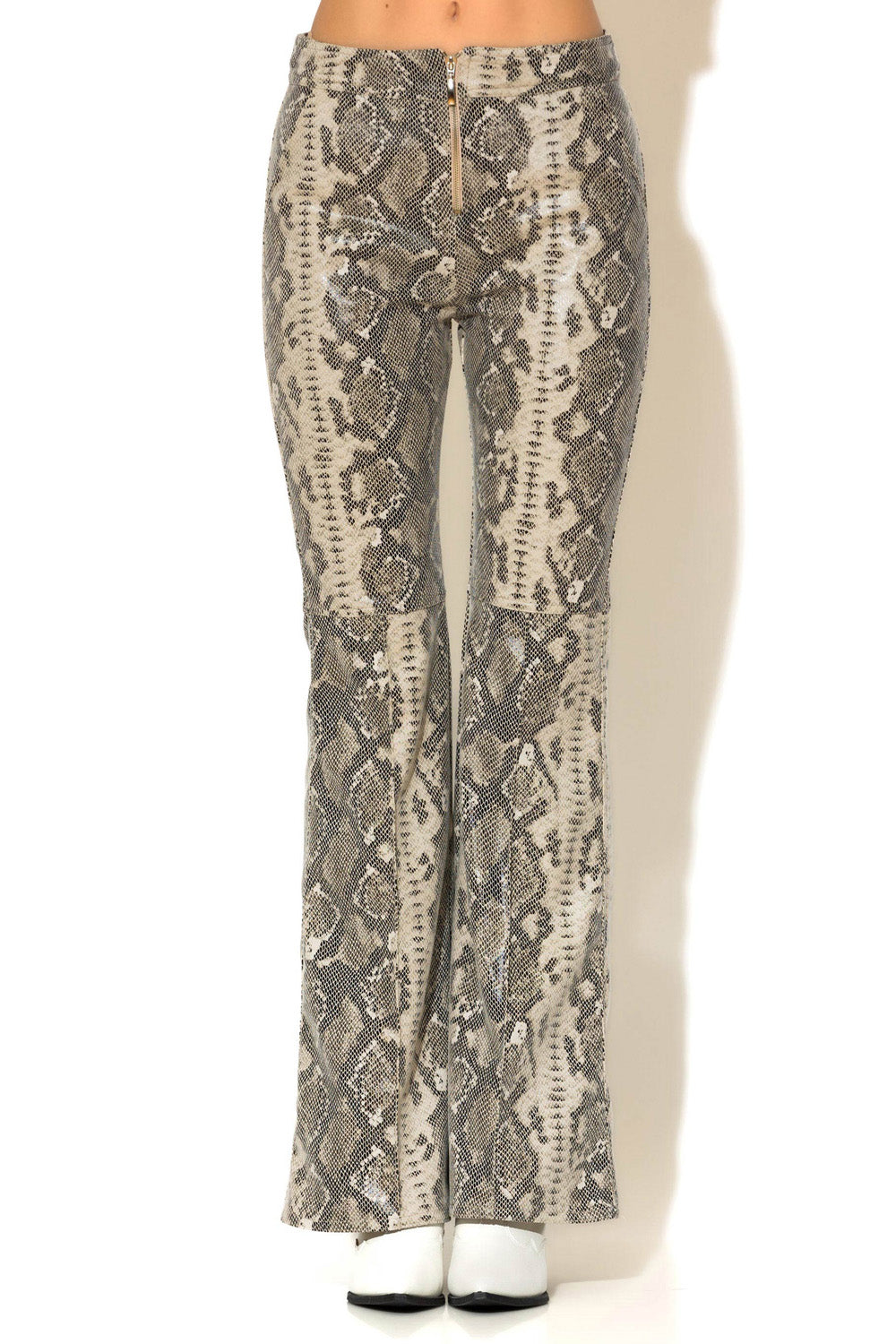 Ψηλόμεσο παντελόνι καμπάνα snake print C-THROU