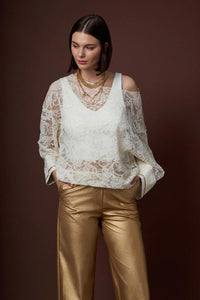 Δαντελένια Μπλούζα Εκρού