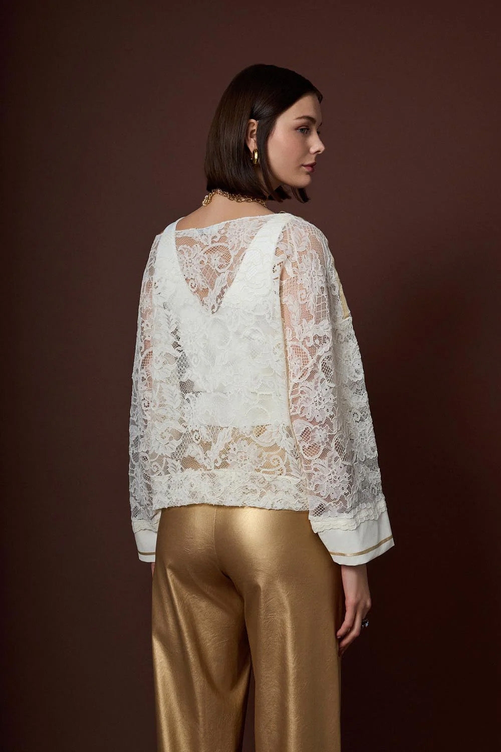 Δαντελένια Μπλούζα Εκρού