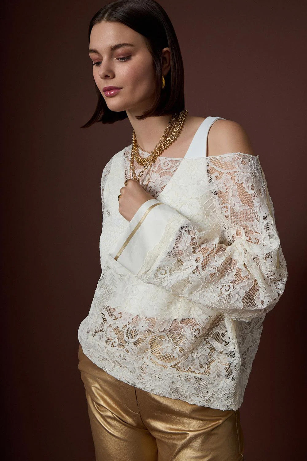 Δαντελένια Μπλούζα Εκρού