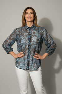 Πουκάμισο διάφανο paisley γαλάζιο