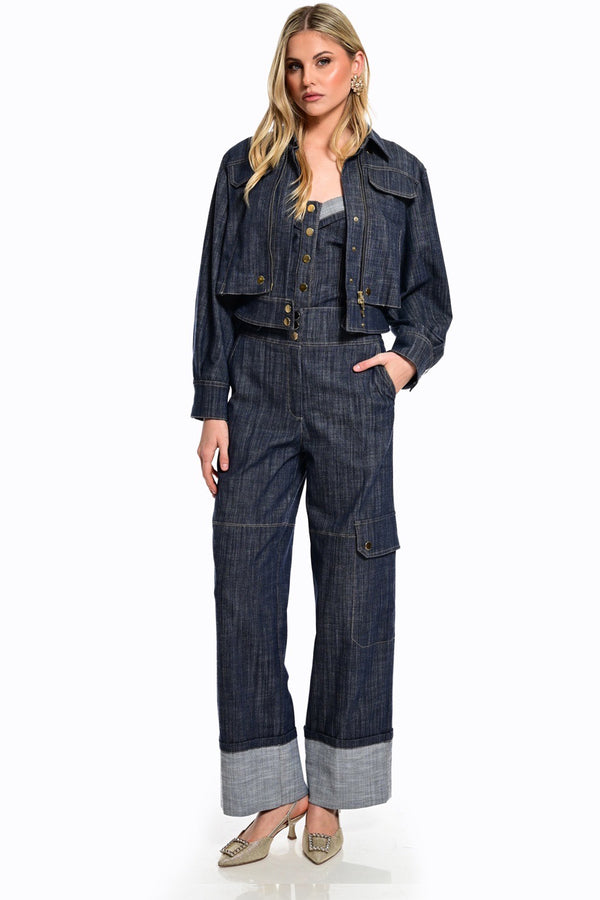 διπλό τζιν jacket 2 σε 1 μπροστά