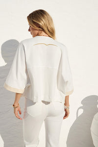 Εκρού Πανωφόρι με Κοντό Μανίκι & Διακοσμητικές Λεπτομέρειες