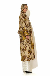 Εμπριμέ μακρύ παλτό με ζώνη – C-THROU