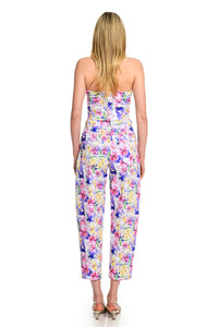 Εμπριμέ παντελόνι με floral τύπωμα πολύχρωμο σε ίσια γραμμή μέχρι τον αστράγαλο