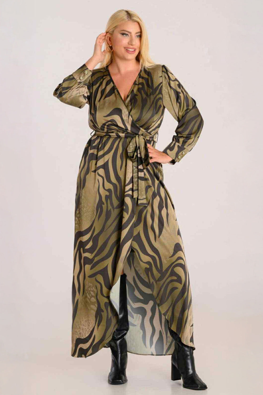Φόρεμα μακρύ animal print κρουαζέ