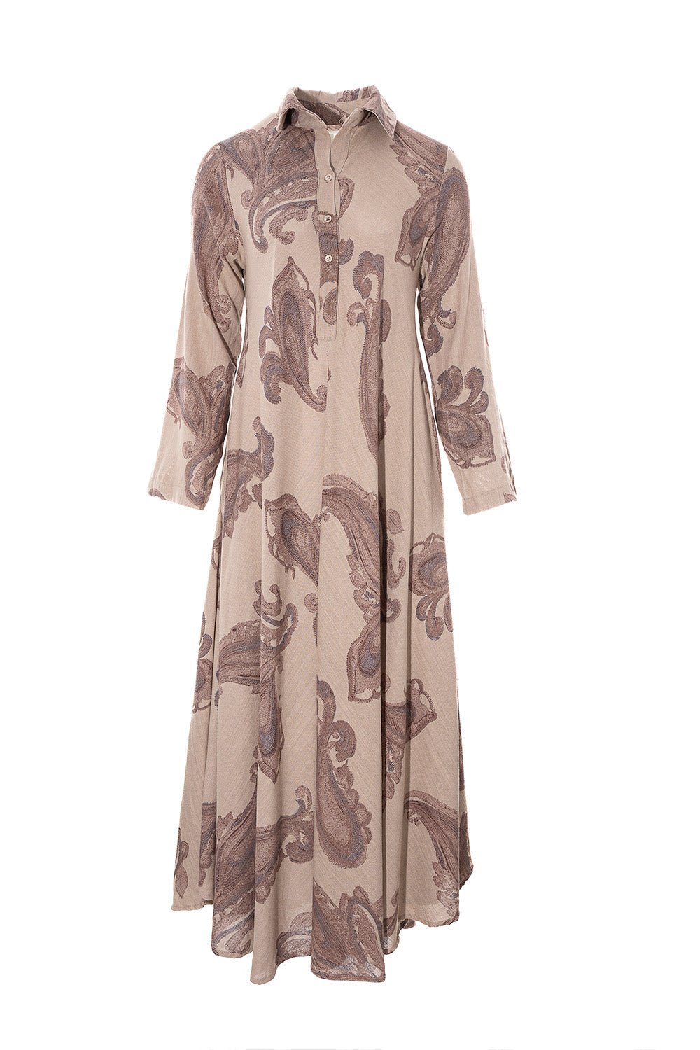 Φόρεμα μπεζ με paisley print