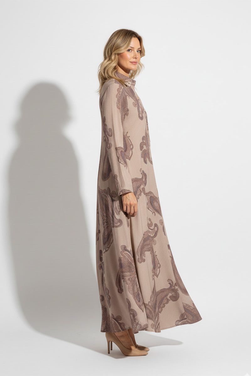 Φόρεμα μπεζ με paisley print