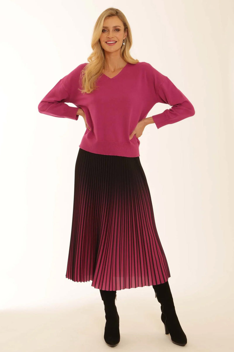 Πλισέ φούστα μαύρη–φούξια ombre One Size – Ellisargi Boutique