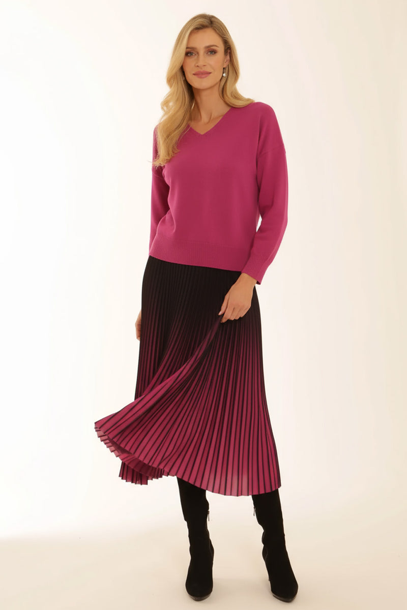 Πλισέ φούστα μαύρη–φούξια ombre One Size – Ellisargi Boutique