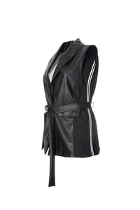 Γιλέκο μαύρο δερματίνη με ζώνη Ellisargi Boutique