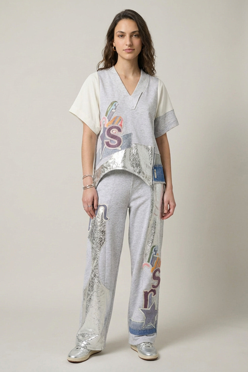 Σετ Top & Παντελόνα Patchwork Γκρι