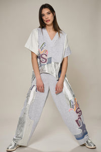 Σετ Top & Παντελόνα Patchwork Γκρι