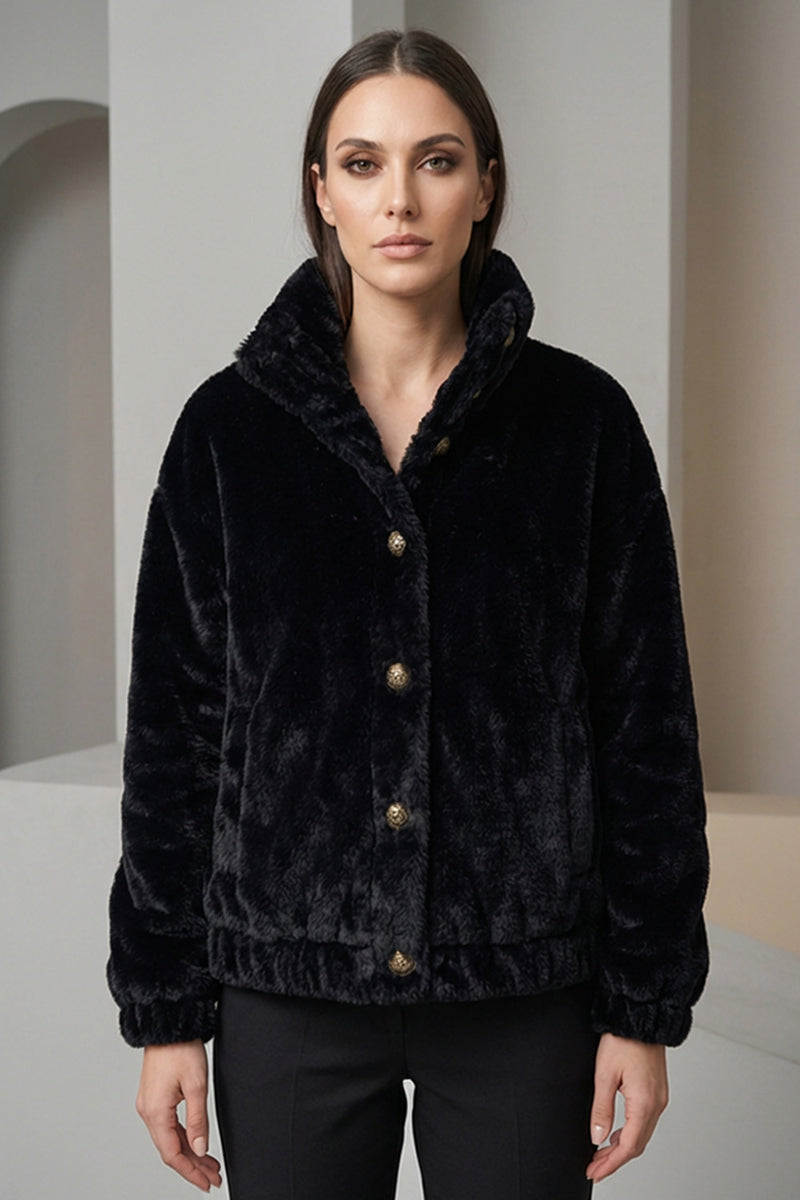 Γούνινο jacket με κεντημένο μοτίβο στην πλάτη