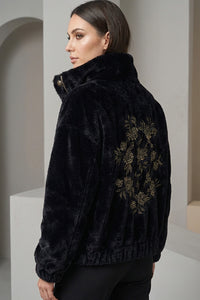 Γούνινο jacket με κεντημένο μοτίβο στην πλάτη