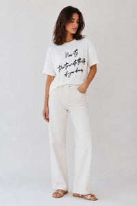 Γυναικείο T-Shirt με Κεντημένο Μήνυμα και Αλυσίδα Λευκό