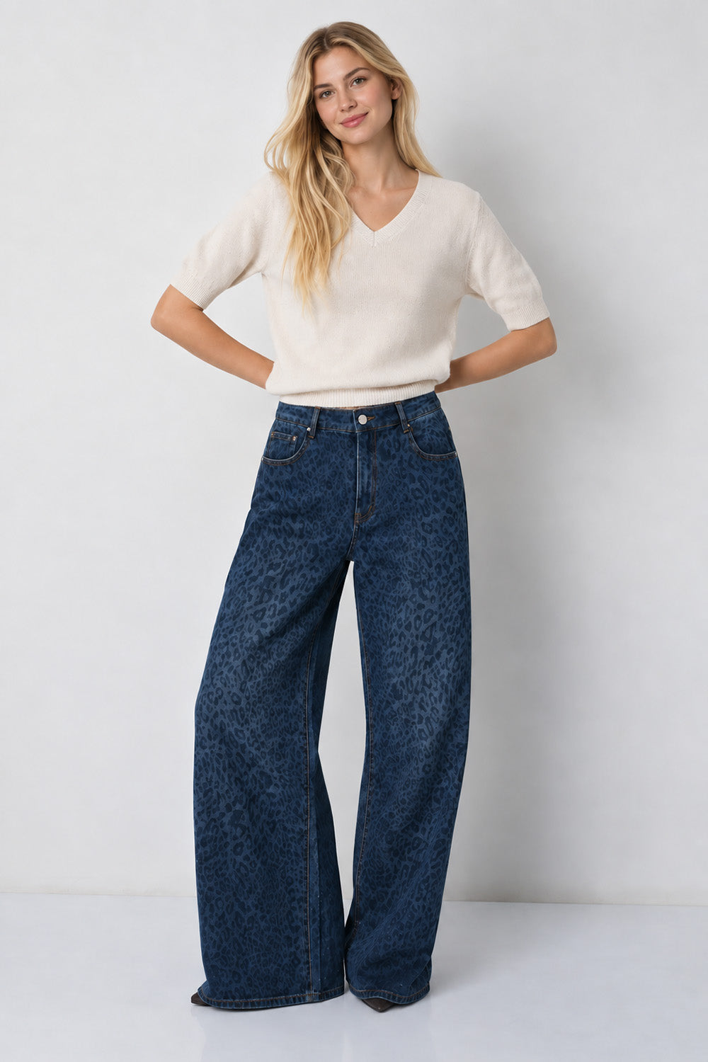 Τζιν Παντελόνι Leopard Wide Leg