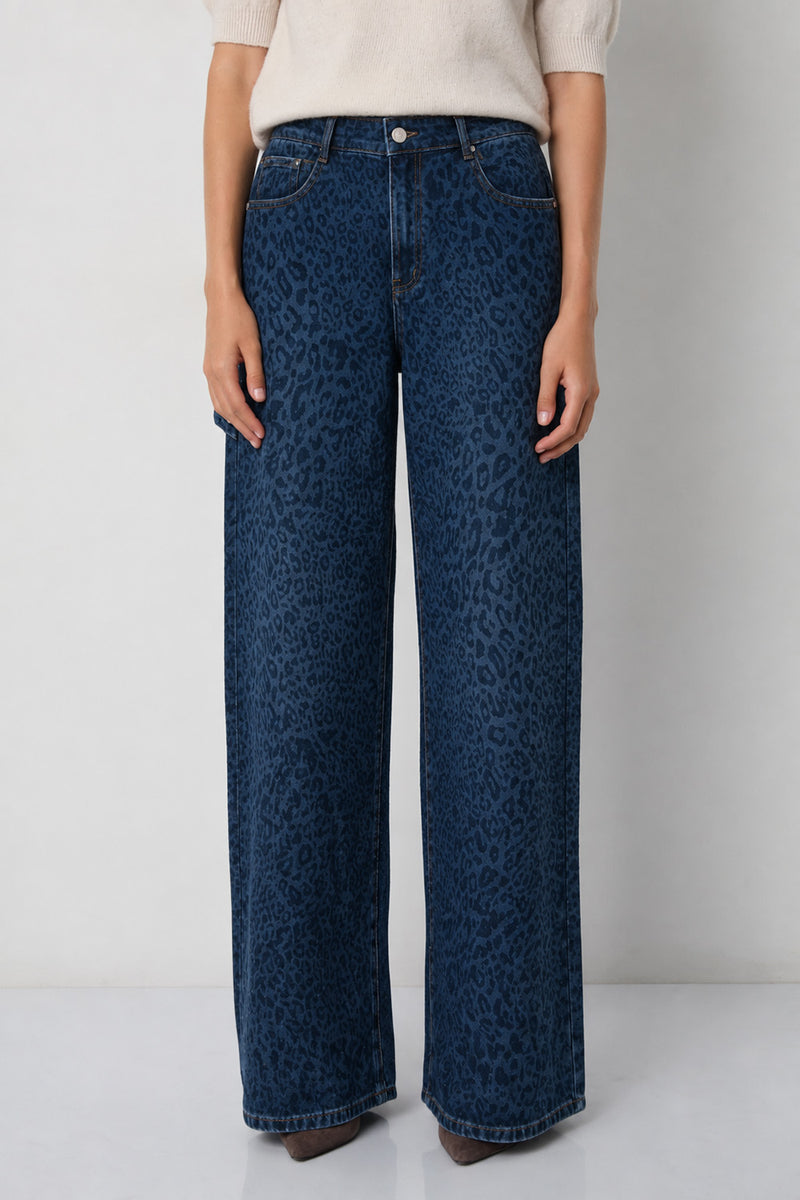 Τζιν Παντελόνι Leopard Wide Leg