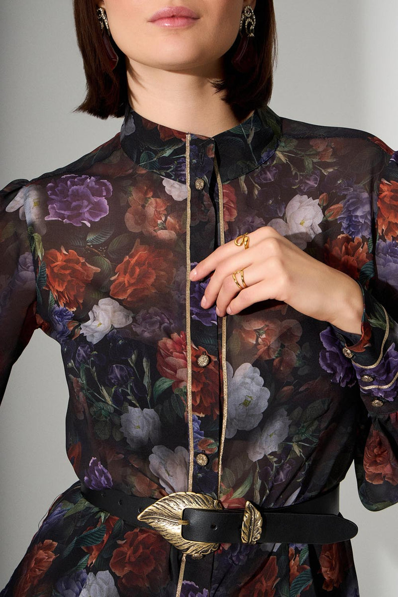 Διάφανο πουκάμισο με floral print iRous