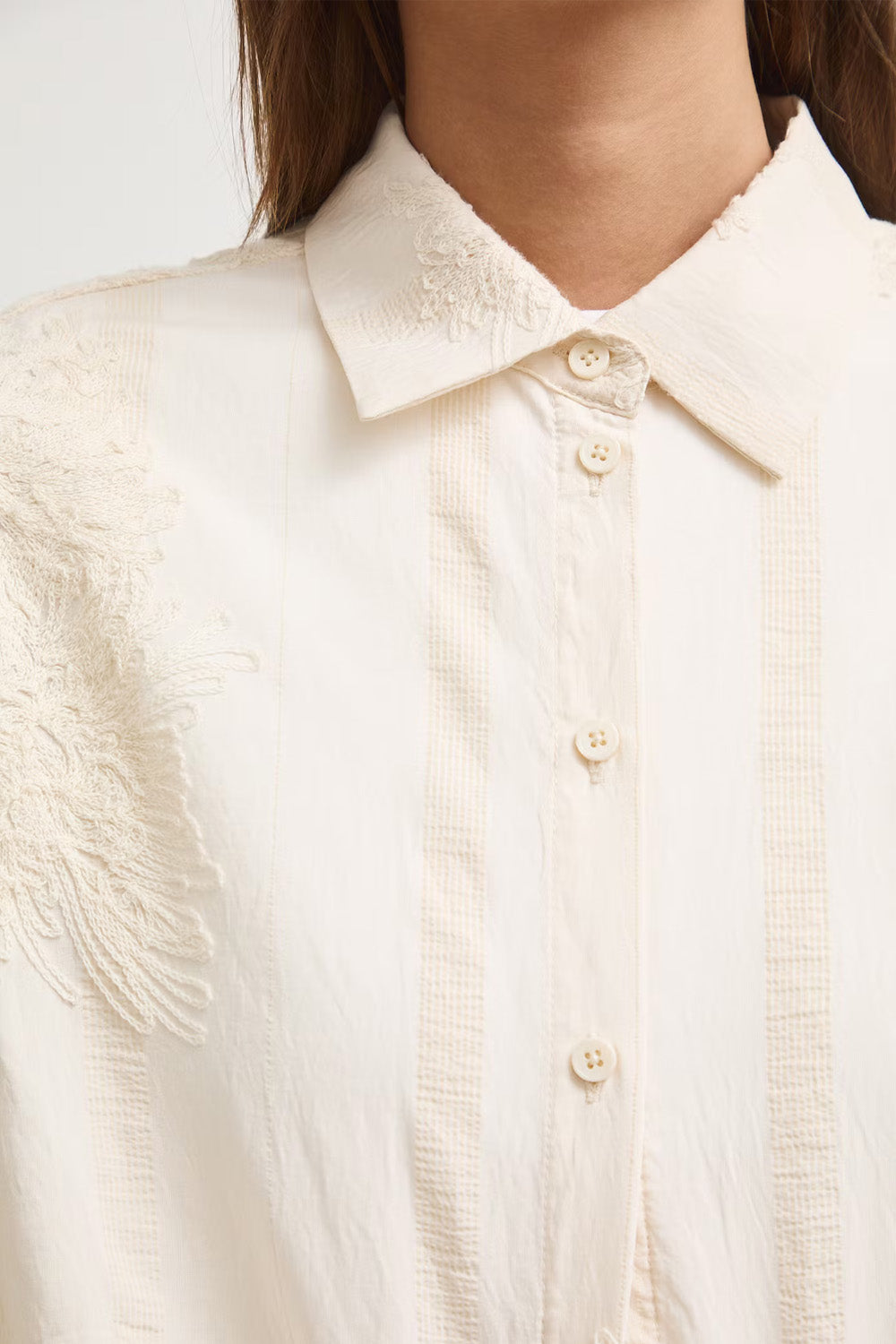 Πουκάμισο Ivory Floral Embroidery