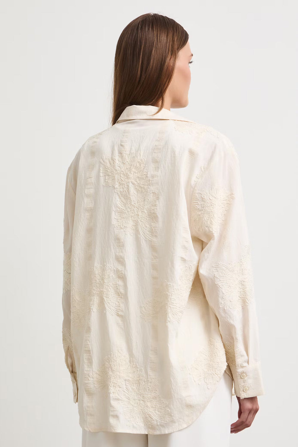 Πουκάμισο Ivory Floral Embroidery