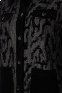 Jacket γκρι-μαύρο με βελούδινες λεπτομέρειες
