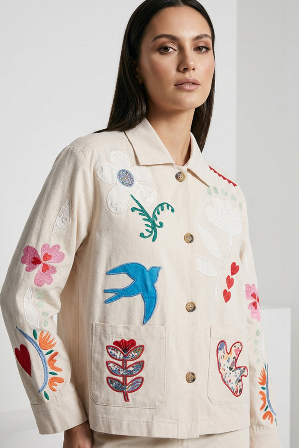 Κεντημένο Jacket με Καλλιτεχνικά Μοτίβα