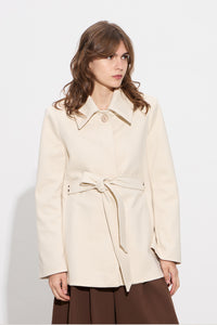 Κοντό Εκρού Ημίπαλτο με Ζώνη