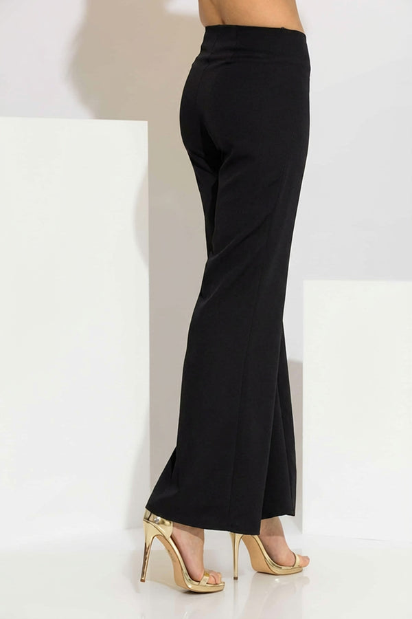 μαύρο κρεπ παντελόνι καμπάνα με μακρύ μήκος
