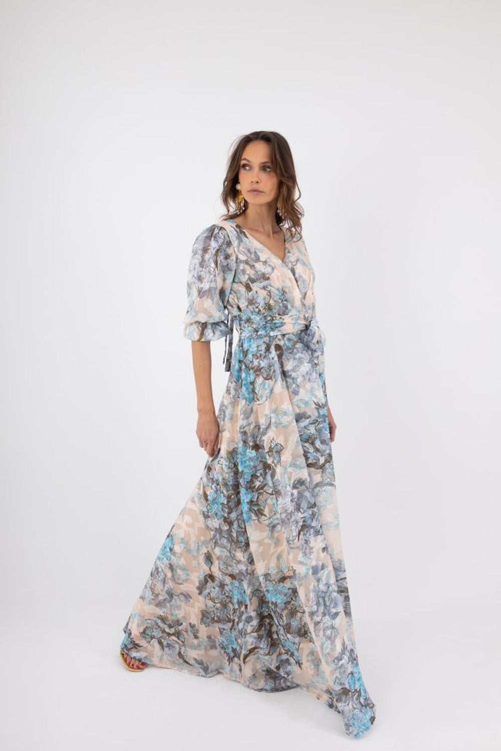 Κρουαζέ Maxi Φόρεμα με Φλοράλ Print