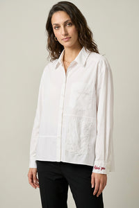 Λευκό Πουκάμισο με Δαντέλα και Κεντημένες Λεπτομέρειες