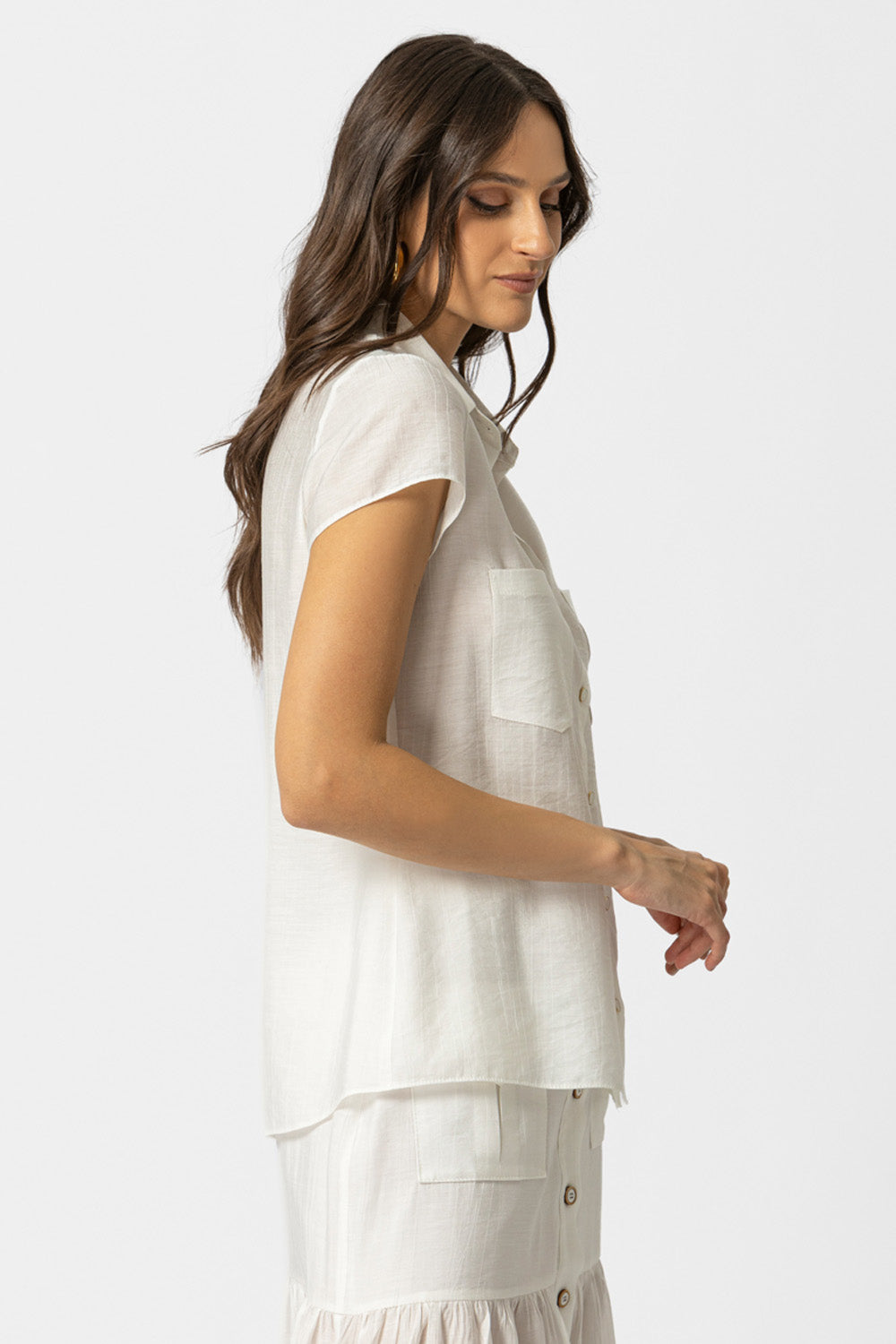 Λευκό Πουκάμισο με Κοντό Μανίκι & Δέσιμο