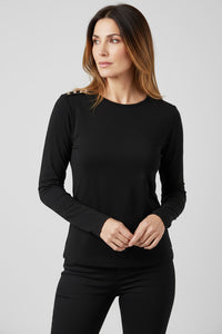 Μαύρη μπλούζα με μακρύ μανίκι και χρυσά κουμπιά στους ώμους – Ellisargi Boutique