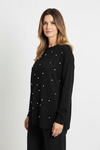 Μαύρη πλεκτή μπλούζα με διακοσμητικές πέρλες – Ellisargi Boutique