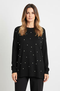 Μαύρη πλεκτή μπλούζα με διακοσμητικές πέρλες – Ellisargi Boutique
