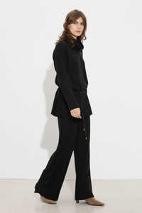 Μαύρη πλεκτή ριπ παντελόνα σε wide-leg γραμμή από την Ellisargi Boutique