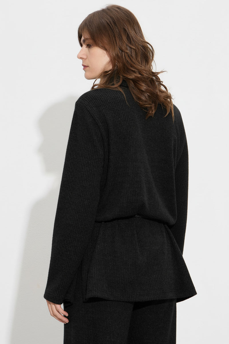 Μαύρη ριπ μπλούζα με χαλαρό ζιβάγκο και χρυσές λεπτομέρειες από την Ellisargi Boutique