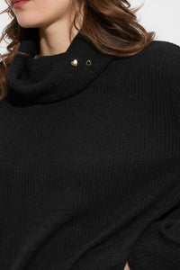 Μαύρη ριπ μπλούζα με χαλαρό ζιβάγκο και χρυσές λεπτομέρειες από την Ellisargi Boutique