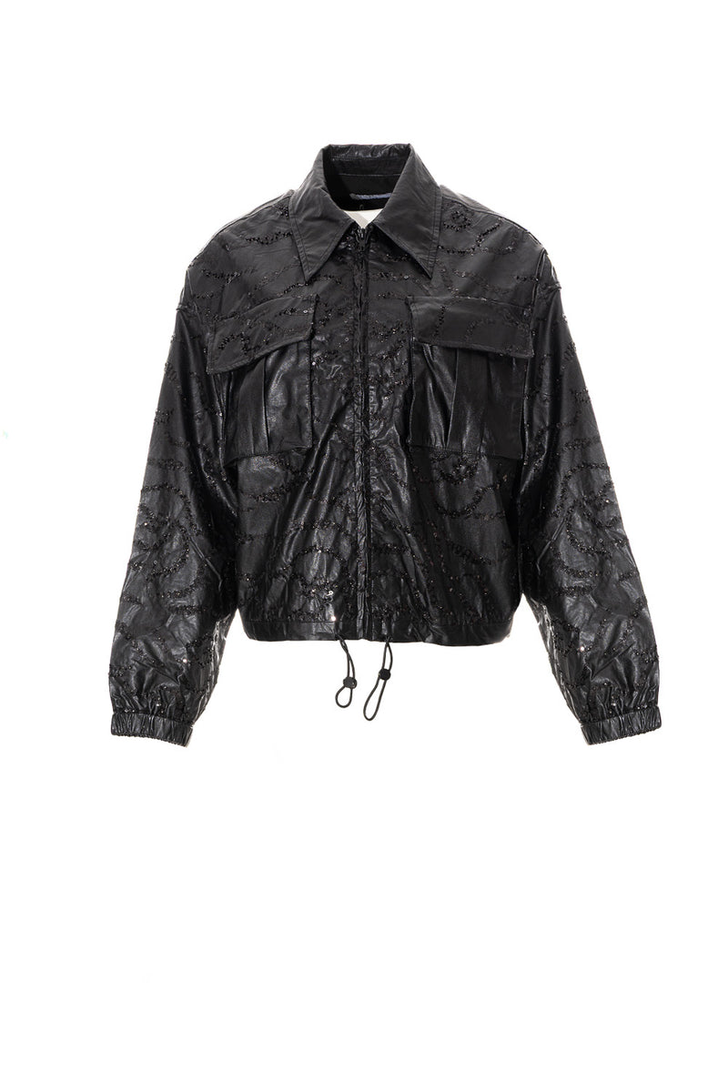 Μαύρο jacket με παγιέτες και τσέπες Ellisargi Boutique