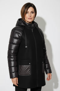 Μαύρο μπουφάν με κουκούλα και υφασμάτινες λεπτομέρειες – Ellisargi Boutique